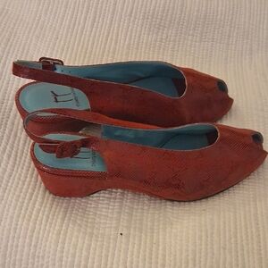 Stylish Orange Peep-Toe Wedges